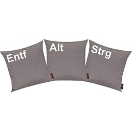 ShirtInStyle Cushion Covers Set of 3 for Selected One! Sofa Cushion Covers with Alt, Ctrl and Delete Motif Grey Plain