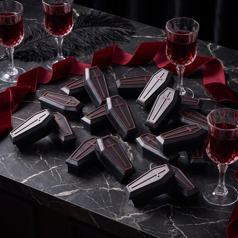 20pcs Mini Coffin Box Halloween Plastic Treat Boxes Party Favors