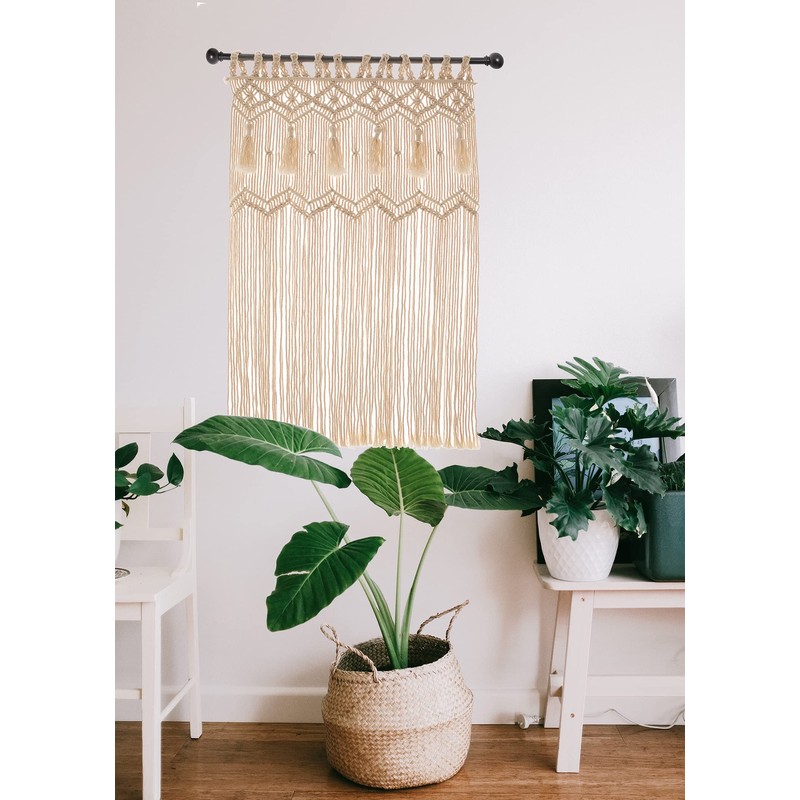 Hysunland French Door Window Curtains Handmade Macrame Side Window Curtain
