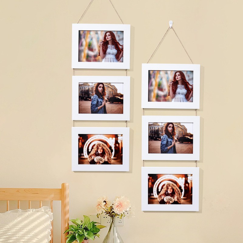 5x7 Wall Hanging Picture Frames, White 3 Opening Collage Photo