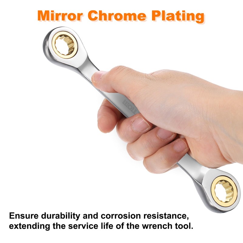 sourcing map Double Box End Ratcheting Wrench 12mm-14mm CR-V Steel