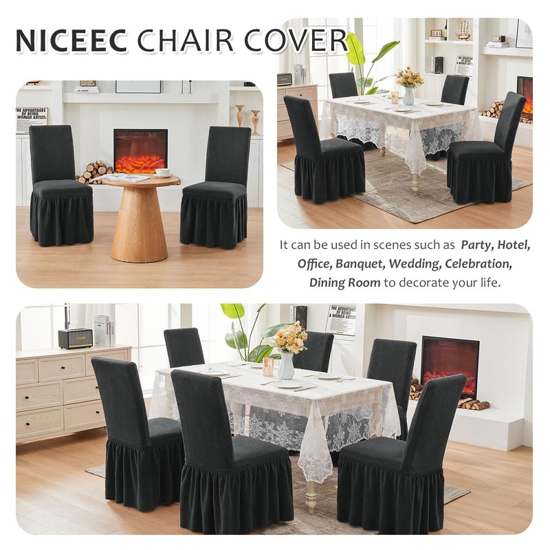 NICEEC Plush Chair Covers for Dining Chairs Covers Set of