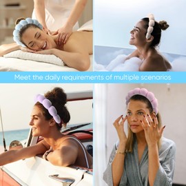 DRESHOW Spa Headband for Washing Face Wristband Set Sponge Soft Terry Cloth Makeup Skincare Non Slip Headband for Women
