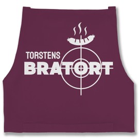 Geschenk mit Namen personalisiert by Shirtracer - Apron - BBQ Apron - Bratort with Name Gift Funny Father's Day Christmas Birthday Dad, 8 Aubergine