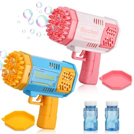 JIZZU 2PCS Seifenblasenpistole für Kinder, 40 Löcher Seifenblasenmaschine Kinder mit 2 Flaschen Seifenblasenlösung, Seifenblasenmacher für Geburtstag, Hochzeiten, Karneval, Party, Strände, Schwimmbad