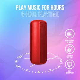 PALL Power One, Waterproof Speaker 20W, Excellent for Outdoors | True Wireless Speaker, Compatible with Android and iOS | 6 Hour Playtime | Bluetooth 5.0, Portable - Red