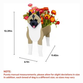 strolfay American Akita Dog Planter Plant Pots,Cute Garden Dog Flower Planter,Dog Planters Birthday Gifts for Women,Office,Indoor/Outdoor Decor（9.45 * 6.1 * 13.39in）