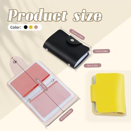 FuninCrea Women's Card Holder with 12 Double-Sided Sleeves - 24 Card Slots, Faux Leather Wallet Women's Card Holder ID Compact Cards Wallet Lady Credit Card Holder with Snap, black, Contemporary