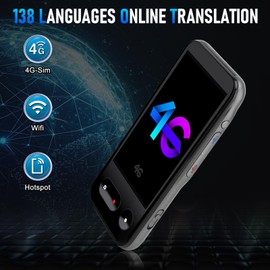 Gugxiom 4 inches screen Language Translator Device,Support 138 Languages Two Way Real-time Translator Device,Offline/Online/Photo Translation Devices for Travel