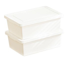 YUNGSHY 2 Pack 15 Quart White Large Stackable Storage Bins With Lids,Bathroom Closet Undersink Organizers and Storage Containers and Durable Nestable Closet, Garage, Totes (white, 15Qt. -2Pack)