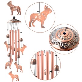 Bulldog Wind Chimes Outdoor, Handmade Brass Windchime for Gardens & Lawns, Melodic Deep-Tone Chimes, Weatherproof Porch Decor, for Birthdays, Housewarming, or Meditation Spaces