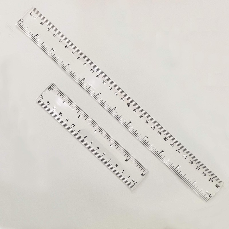 2 Pack Plastic Ruler Straight Ruler Clear See Through Measuring