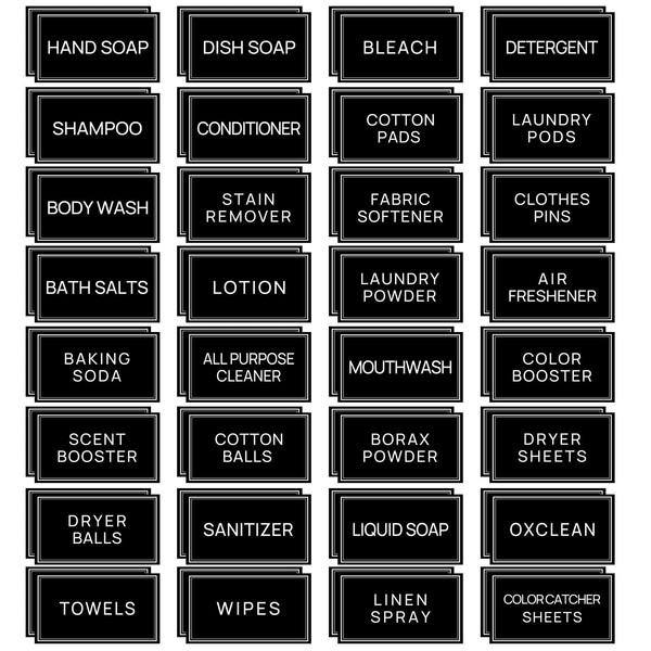 HVSWLY 64 PCS Laundry Labels for Jars,Minimalist Laundry Room and
