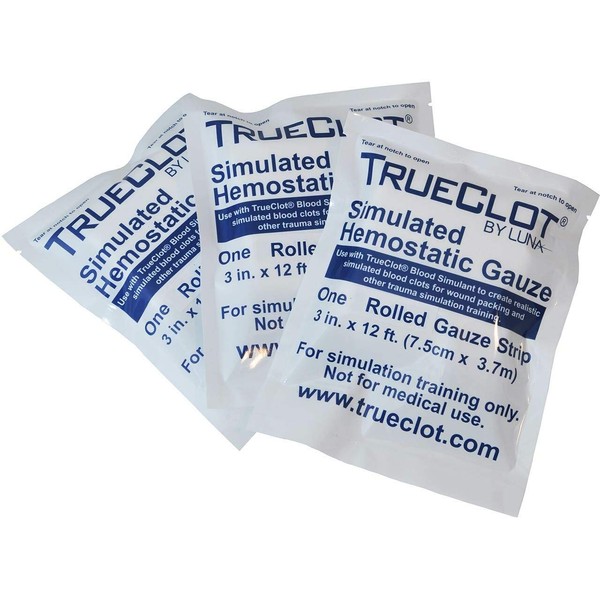 TrueClot Simulated Hemostatic Gauze (for Training ONLY) (3-Pack 12 FT Rolled Gauze)