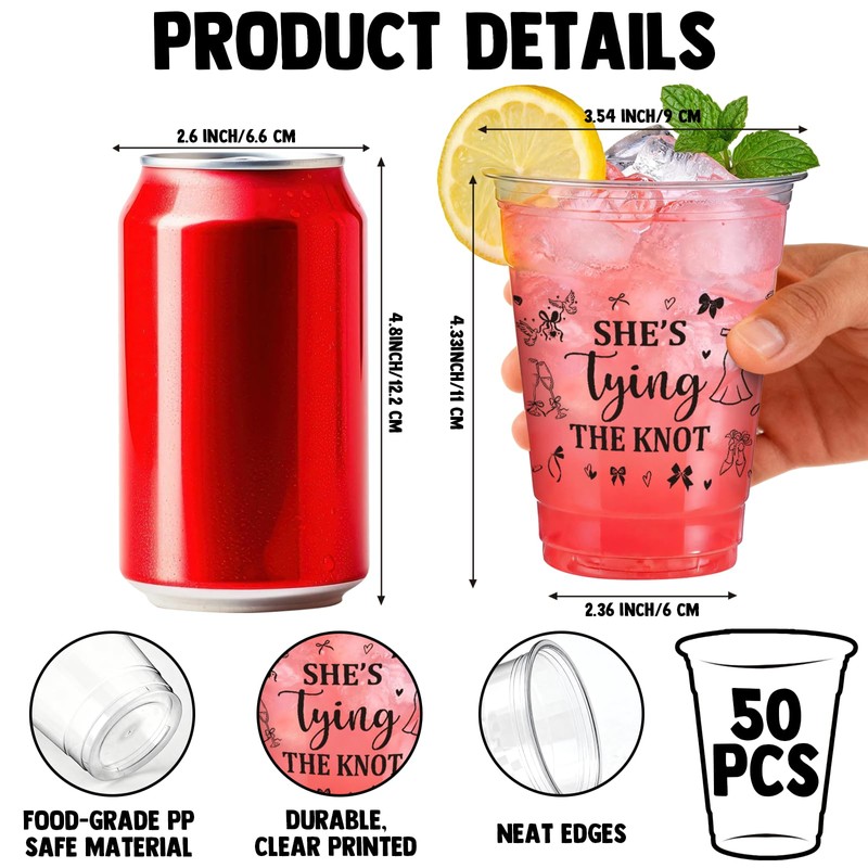 50PCS Black Bride or Die Bachelorette Party Plastic Cups 12