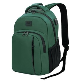 WOLT Laptop Backpack for Men Women for 15.6 Inch and 17 Inch Notebook, Travel Backpack Carry On Flight Approved with Computer Compartment, College Bookbag with USB Charging Port (Green)