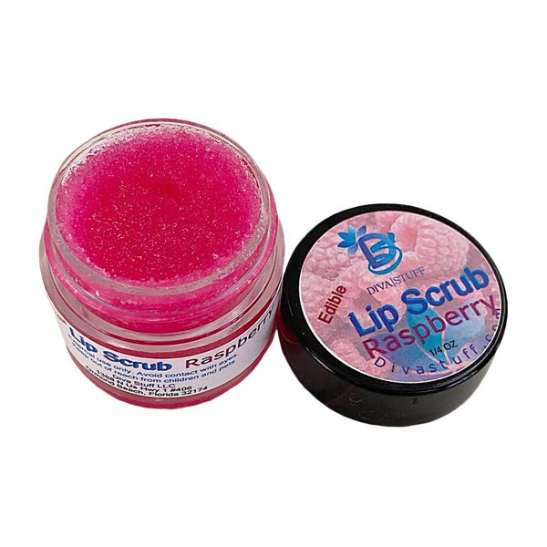Diva Stuff Ultra Hydrating Lip Scrub for Soft Lips, Gentle Exfoliation, Moisturizer & Conditioner, Raspberry Flavor– ¼ oz (Made in the USA)