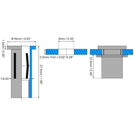 uxcell 1/4-20 Multi-Grip Rivet Nuts, 2pcs Pre-Bulbed Shank Flat Head Threaded Insert Nut 304 Stainless Steel Plus Nuts for Construction Industrial