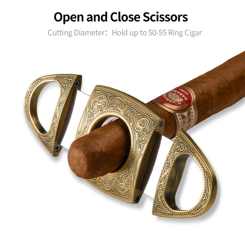 CIGARLOONG Cigar Cutter Stainless Steel Bronze Engraved Double Cut Blade