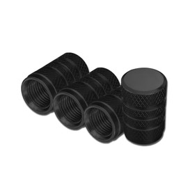 Piburth Car Tire Stem Valve Caps, 4 Pcs Aluminum Alloy Valve Stem Covers, Corrosion Resistant Leak-Proof Tire Cap Cover Accessories, Universal Wheel Air Valve Caps for SUV Car Bike (Black, Whorl)
