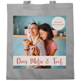 Geschenk mit Namen personalisiert by Shirtracer - Cotton Bag - Own - Photo Picture, 5 Light Grey