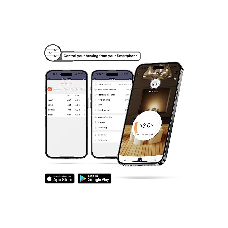 Smart Wifi Electric Underfloor Heating Thermostat App Controlled 16Amp Under