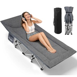 Ouwxim Camping cots for Adults,Cots for Sleeping,Cushion and Pillow, Camping Tent cot,High Weight Capacity, Compact Storage,with Carry Bag,Ideal for Outdoor Camping, Office use,Napping, Beach Trips