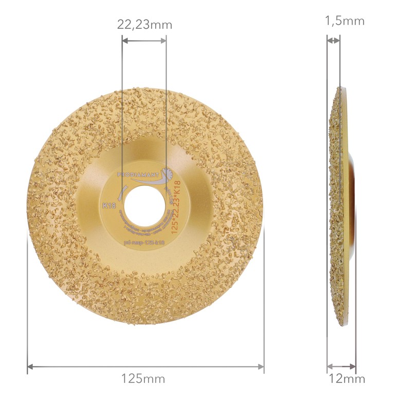 PRODIAMANT Grinding Disc Diameter 125mm K18 - Tungsten Carbide Coated