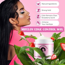 Hair Edge Control Wax 4 oz, Hair Pomade Tamer for Smoothing Flyaways Taming Frizz Baby Hair, Women Styling Cream Gel, Strong Hold Non-greasy Slick Back Hair Glue, Long Lasting Bed Head Waxes for Wigs