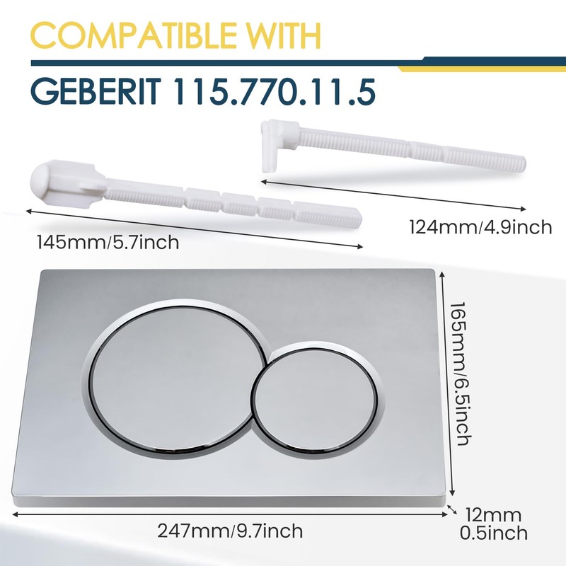 Stylish Dual Button Flush Plate for Geberit 115.770.21.5 Actuator Plate