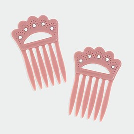 1928 Jewelry Classic Pink Double Hair Comb Pins