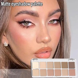 12-Color Nude Eyeshadow Palette - Long-Lasting Matte Pink & Brown Shades - Highly Pigmented, Blendable, Waterproof Makeup Palette for Women