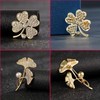 NANJIL 4 Pack Elegant Brooch Pins with Rhinestones, Four-leaf Clover,