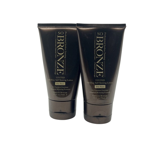 So Bronze Tinted Oil Free Self Tanning Lotion for Face 2.5 OZ Set of 2