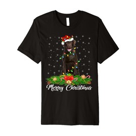 Xmas Lighting Decor Santa Labrador Retriever Dog Christmas Premium T-Shirt