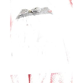 Pet Dress with Striped Bow, White and Blue, Size Large