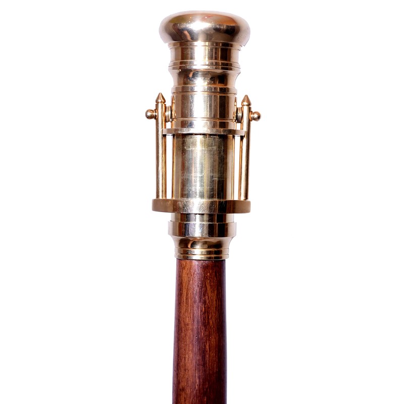 Victorian Walking Cane with Telescope Brass Handle Foldable Nautical Wooden