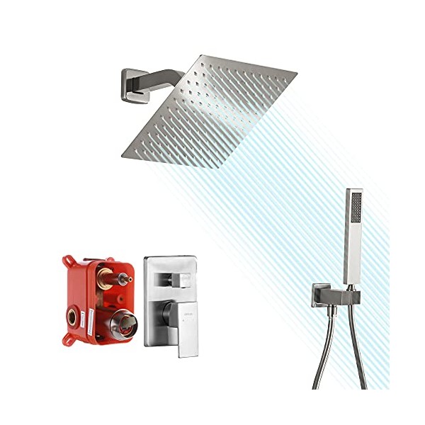DEOLER Shower Faucet Brushed Nickel, Rain Shower Faucet System with