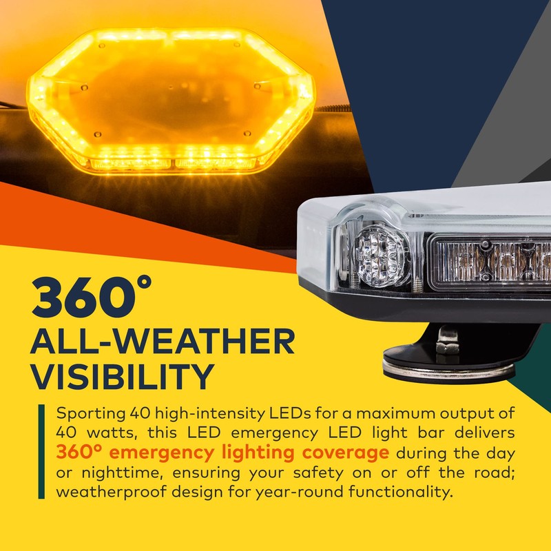 LAMPHUS NanoFlare NFMB40 12" 12V 40W AMBER LED Strobe Mini