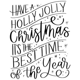 Christmas Holiday Word Phrases Sentiment Wooden Stamp with Handle, Rubber Stamp for DIY Card Making, Crafting, Scrapbooking or Journaling, Calligraphy Word Art Merry Christmas (Design #8)