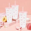 ARPOVIST 12Pcs 24 oz Pink Bow Plastic Cups with Straw