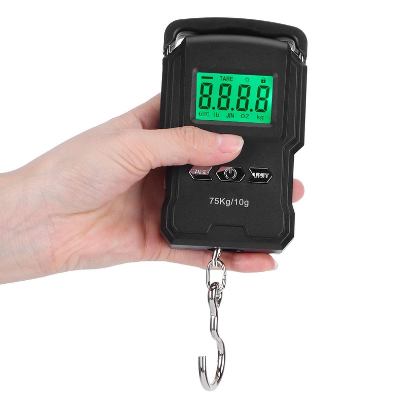 Portable 75kg LCD Digital Scales Electronic Hand Hook Belt Luggage