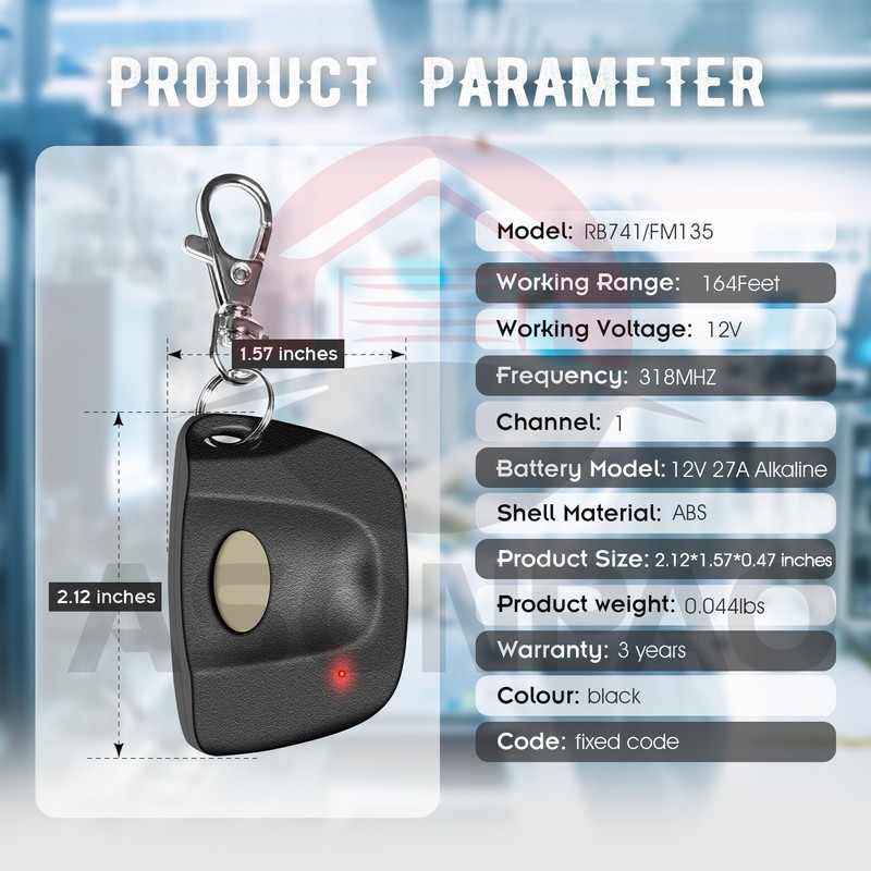 2 for Mighty Mule GTO Gate Opener Remote FM135 RB741