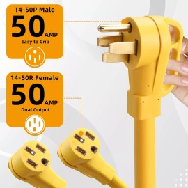 ReaPlus RealPlus 50 Amp Y Splitter Adapter Cord for RV and EV NEMA 14-50P to 2X 14-50P