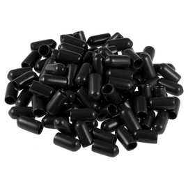 sourcing map 100pcs Rubber End Caps 6mm(1/4-inch) ID Vinyl Round Tube Bolt Cap Cover Screw Thread Protectors Black