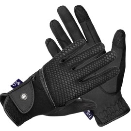 EQUESTRIAN QUEEN Savaii Lightweight Breathable Riding Gloves (Black, L)