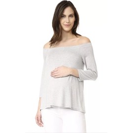 HATCH Maternity Women’s THE OFF-SHOULDER JERSEY TOP Gray Size 3 (L/12) NEW
