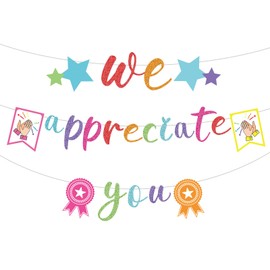 We Appreciate You Banner, Glitter Thank You Banner Appreciation Banner Employee Appreciation Decorations for Staff Nurse Doctor Teacher Thank You Party Office Decor (Colorful)