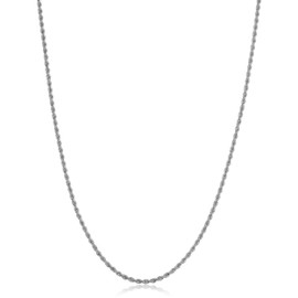 Kooljewelry 10k White Gold Classic Rope Chain Necklace (1.5 mm, 26 inch)