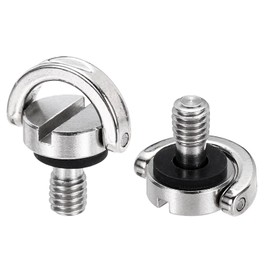 PATIKIL 1/4" Stainless Steel D Ring Screw, 2Pcs Ring Camera Screws Fixing Screw for Tripod DSLR Shoulder Straps Wrist Strap Sling, Silver